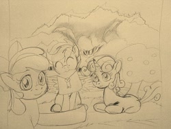 Size: 1024x768 | Tagged: safe, artist:jeremy3, derpibooru import, apple bloom, scootaloo, sweetie belle, pony, cutie mark crusaders, traditional art