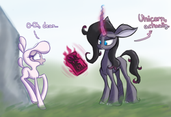 Size: 1200x825 | Tagged: safe, artist:heir-of-rick, oleander, pom lamb, classical unicorn, lamb, sheep, them's fightin' herds, cloven hooves, community related, magic, scared, telekinesis, unshorn fetlocks