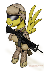 Size: 2466x4000 | Tagged: safe, artist:orang111, derpibooru import, pegasus, pony, acog, ar15, bipedal, call of duty, goggles, grenade launcher, gun, helmet, m16, m203, marine, military, ponified, rifle, sandman, solo, usmc, weapon