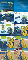 Size: 1400x3000 | Tagged: safe, artist:wiggles, derpibooru import, oc, oc only, oc:drizzle, oc:sea breeze, pony, ask king sombra, baby, baby pony, comic, crying, diaper, ocean, tumblr