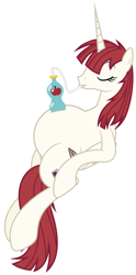 Size: 502x1015 | Tagged: safe, derpibooru import, oc, oc only, oc:fausticorn, apple juice, bottle, faust, heartwarming in hindsight, hilarious in hindsight, juice, lauren faust, pregnant, pregnant edit, solo, straw, tail