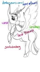 Size: 600x1066 | Tagged: safe, artist:archonix, derpibooru import, alicorn, donkey, pony, doge, wow