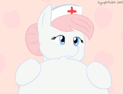 Size: 750x570 | Tagged: safe, artist:symplefable, nurse redheart, animated, belly, belly button, breathing, pregnant, solo