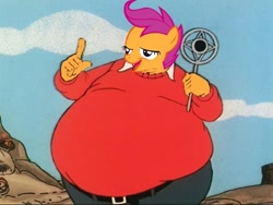 Size: 480x360 | Tagged: safe, derpibooru import, scootaloo, chickun, exploitable meme, fat albert, forced meme, meme