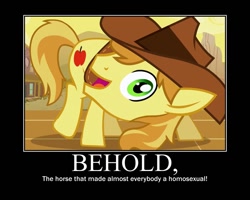 Size: 750x600 | Tagged: safe, derpibooru import, braeburn, everypony's gay for braeburn, gay, male, motivational poster