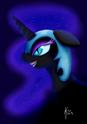 Size: 1024x1444 | Tagged: dead source, safe, artist:kateasaur, derpibooru import, nightmare moon, bust, portrait, solo