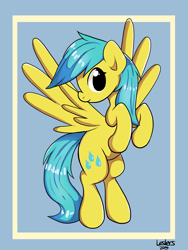 Size: 1800x2400 | Tagged: safe, artist:leslers, sunshower raindrops, pegasus, pony, female, mare, profile, solo, spread wings, wings