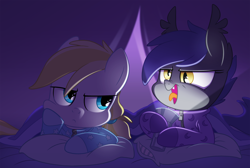 Size: 2000x1340 | Tagged: safe, artist:equestria-prevails, derpibooru import, oc, oc only, oc:cloud skipper, oc:midnight blossom, bat pony, pony, clothes, cloudblossom, colt, cute, dark, derp, female, filly, flashlight (object), footed sleeper, male, nose wrinkle, pajamas, sleepover, tent, younger, zipper