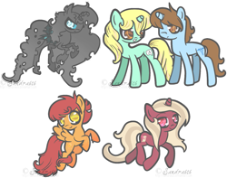 Size: 1393x1097 | Tagged: safe, artist:sandra626, derpibooru import, oc, oc only, oc:dr. gallopey, oc:fanta fizzles, oc:furya, oc:parchment heart, oc:sweet talker, alicorn, changeling, pegasus, pony, unicorn, commission, dr. gallopey, simple background, transparent background, vector, watermark