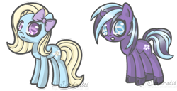 Size: 1076x552 | Tagged: safe, artist:sandra626, derpibooru import, oc, oc only, oc:honey bee, oc:violet, earth pony, pony, unicorn, commission, simple background, transparent background