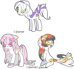 Size: 1072x1006 | Tagged: safe, artist:sandra626, derpibooru import, oc, oc only, oc:katamari, oc:lily, oc:mireille, alicorn, earth pony, merpony, pony, unicorn, alicorn oc, commission, koi, koi pony