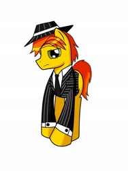 Size: 1536x2048 | Tagged: safe, artist:shrusxaiken, derpibooru import, oc, oc only, clothes, fedora, hat, necktie, pinstripes, solo, suit, xai