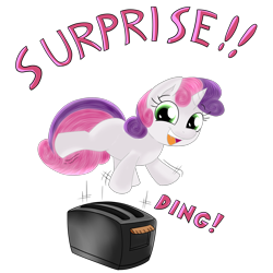 Size: 2000x2000 | Tagged: safe, artist:dragonfoorm, artist:joey darkmeat, derpibooru import, sweetie belle, simple background, solo, toaster, transparent background