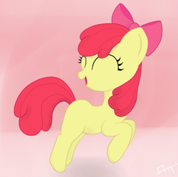 Size: 977x969 | Tagged: safe, artist:flyffmario, derpibooru import, apple bloom, earth pony, pony, female, filly, gradient background, solo