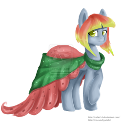 Size: 894x894 | Tagged: safe, artist:voilet14, derpibooru import, oc, oc only, oc:melon drop, earth pony, pony, clothes, dress, solo