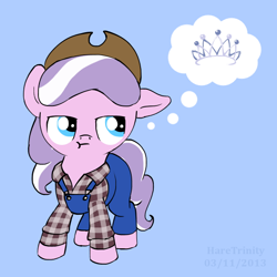 Size: 600x600 | Tagged: safe, artist:haretrinity, derpibooru import, diamond tiara, clothes, costume, farmer, nightmare night, solo