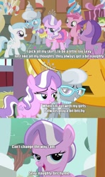 Size: 720x1215 | Tagged: safe, derpibooru import, edit, edited screencap, screencap, diamond tiara, silver spoon, caption, comic, cute, diamondbetes, image macro, screencap comic, sexy naughty bitchy, song reference, tata young