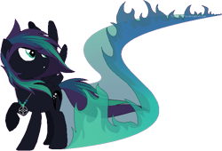 Size: 681x462 | Tagged: safe, artist:cobaltthefox, artist:selenaede, derpibooru import, oc, oc only, pegasus, pony, augmented tail, necklace, solo, void