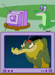 Size: 563x771 | Tagged: safe, derpibooru import, gummy, ben ali gator, dance of the hours, disney, exploitable meme, fantasia, gummy actually caring, meme, obligatory pony, tv meme