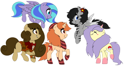Size: 1914x1018 | Tagged: safe, artist:son-of-an-assbutt, derpibooru import, oc, oc only, oc:clockwise, earth pony, pegasus, pony, unicorn, female, flying, mare