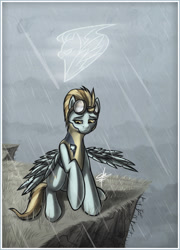 Size: 1024x1423 | Tagged: safe, artist:slawomiro, derpibooru import, lightning dust, rain, solo, wonderbolt trainee uniform