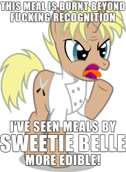 Size: 586x800 | Tagged: safe, derpibooru import, gordon ramsay, hell's kitchen, image macro, meme, ponified, solo, vulgar