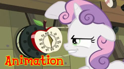 Size: 300x168 | Tagged: safe, artist:bb-k, derpibooru import, sweetie belle, animated at source, apple timer, flash, solo, timer