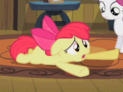 Size: 640x480 | Tagged: safe, derpibooru import, screencap, apple bloom, scootaloo, sweetie belle, family appreciation day, adorabloom, animated, cute, faceplant, noodle arms, wiggle