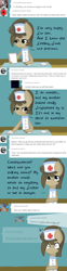 Size: 565x2280 | Tagged: safe, artist:lilliesinthegarden, derpibooru import, doctor whooves, ask, comic, desk, hat, nurse, nurse turner, paper, solo, tumblr