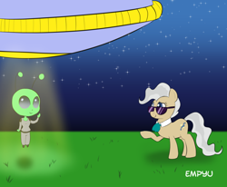 Size: 1000x823 | Tagged: safe, artist:empyu, mayor mare, alien, earth pony, pony, female, mare, ufo