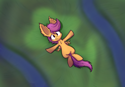 Size: 2002x1395 | Tagged: safe, artist:heir-of-rick, scootaloo, impossibly large ears, on back, solo