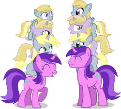 Size: 1774x1603 | Tagged: safe, artist:shutterflyeqd, amethyst star, chirpy hooves, dinky hooves, dipsy hooves, sparkler, twerpy hooves, rule 63, self ponidox, surprised