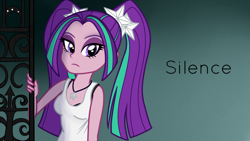 Size: 1024x576 | Tagged: safe, artist:wubcakeva, aria blaze, equestria girls, bra strap, clothes, looking at you, solo, tanktop