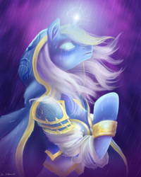 Size: 1200x1500 | Tagged: safe, artist:draltruist, jaina proudmoore, magic, ponified, rain, solo, warcraft, world of warcraft