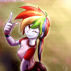 Size: 2100x2100 | Tagged: safe, artist:manic-the-lad, rainbow dash, equestria girls, a dash of everything, alternate costumes, alternate hairstyle, cute, dashabetes, solo