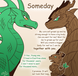 Size: 822x800 | Tagged: safe, artist:vavacung, dragon, hybrid, timber wolf, comic:the adventure logs of young queen, male, patreon, shipping