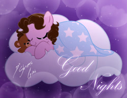 Size: 1023x791 | Tagged: safe, artist:shinta-girl, oc, oc only, oc:shinta pony, cloud, female, filly, good night, sleeping, solo