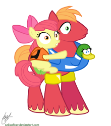 Size: 490x556 | Tagged: safe, artist:xebck, apple bloom, big macintosh, earth pony, pony, pinkie apple pie, male, simple background, stallion, transparent background