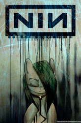 Size: 600x909 | Tagged: safe, artist:foxinshadow, marble pie, collar, leash, lonely inky, nine inch nails