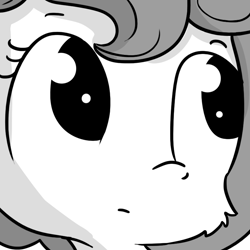 Size: 792x792 | Tagged: safe, artist:tjpones, edit, editor:dsp2003, oc, oc only, oc:brownie bun, earth pony, pony, bust, cheek fluff, cute, female, grayscale, monochrome, portrait, solo