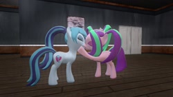 Size: 1360x768 | Tagged: safe, artist:mk513, aria blaze, sonata dusk, 3d, arisona, female, gmod, kissing, lesbian, ponified, shipping