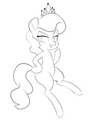 Size: 700x849 | Tagged: safe, artist:hidden-cat, diamond tiara, earth pony, pony, belly button, lineart, monochrome, solo