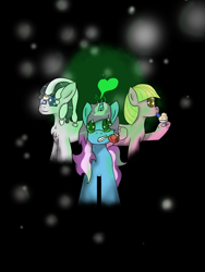 Size: 3600x4800 | Tagged: safe, artist:chaotic harmony, oc, oc only, oc:gyro tech, oc:ruzeth, oc:sweet-treat, unicorn, cute, digital art, group, winter