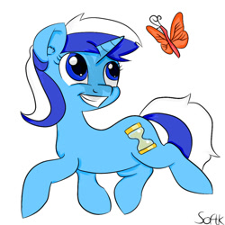 Size: 1000x1000 | Tagged: safe, artist:softkityonfire, derpibooru import, minuette, butterbrush, solo