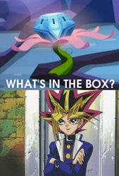 Size: 442x655 | Tagged: safe, derpibooru import, princess twilight sparkle (episode), season 4, exploitable meme, hilarious in hindsight, meme, mystery box of plot importance, what's in the box?, yami yugi, yu-gi-oh!