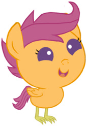 Size: 281x410 | Tagged: safe, artist:rlyoff, derpibooru import, scootaloo, baby, scootachicken, simple background, solo, white background