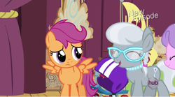 Size: 849x472 | Tagged: safe, derpibooru import, scootaloo, silver spoon, flight to the finish, animation error