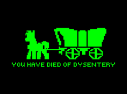 Size: 910x673 | Tagged: safe, derpibooru import, big macintosh, earth pony, pony, pinkie apple pie, implied death, implied diarrhea, implied dysentery, male, oregon trail, solo, stallion, you have died of dysentery