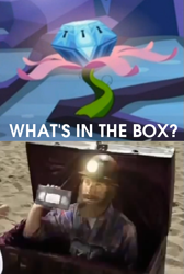 Size: 441x656 | Tagged: safe, derpibooru import, human, princess twilight sparkle (episode), season 4, exploitable meme, irl, irl human, lost episode, meme, mystery box of plot importance, photo, spongebob squarepants, vhs, video tape