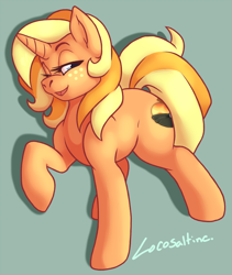 Size: 900x1067 | Tagged: safe, artist:locosaltinc, derpibooru import, oc, oc only, oc:peachy kink, pony, unicorn, freckles, solo